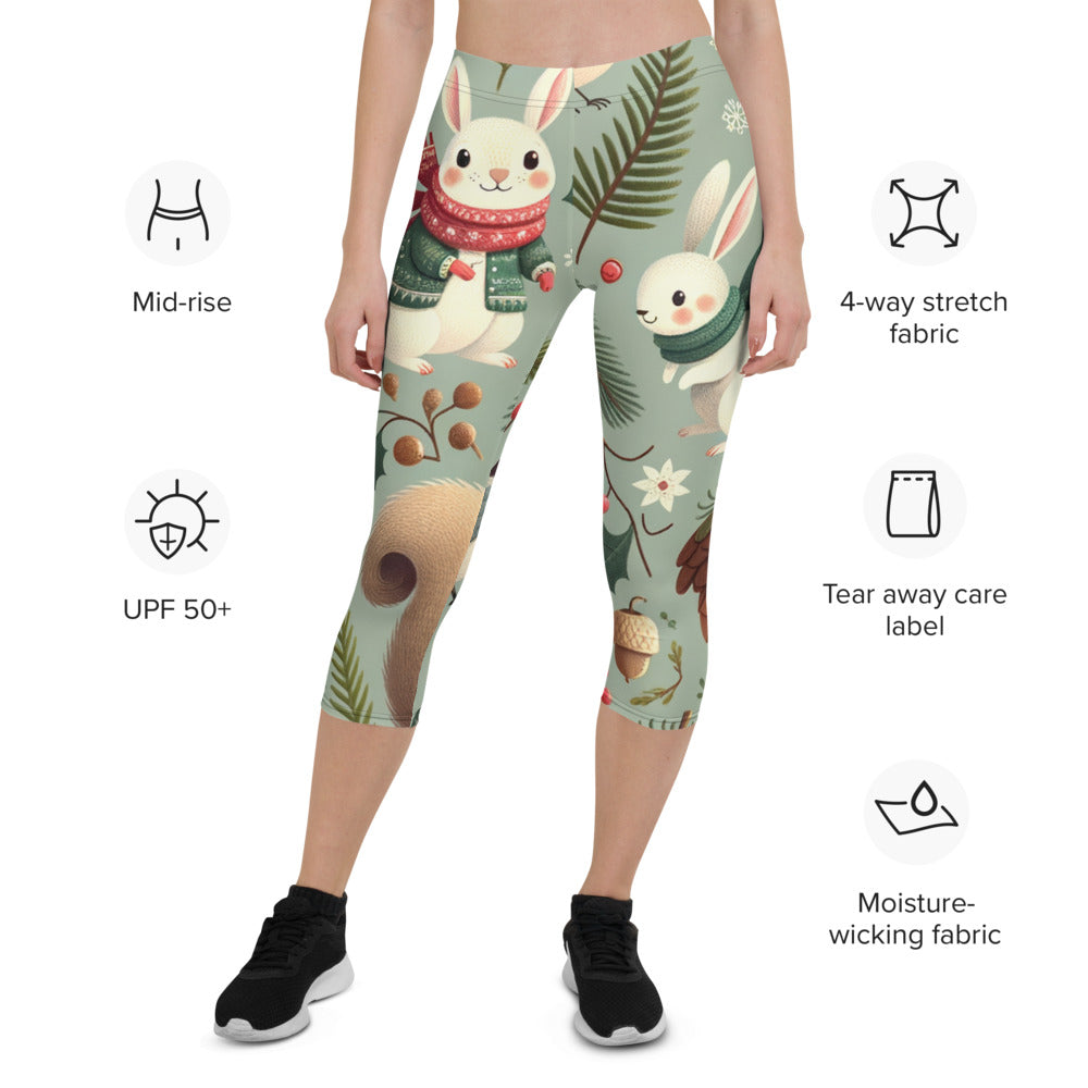 Whimsical Winter Wear Capri Leggings