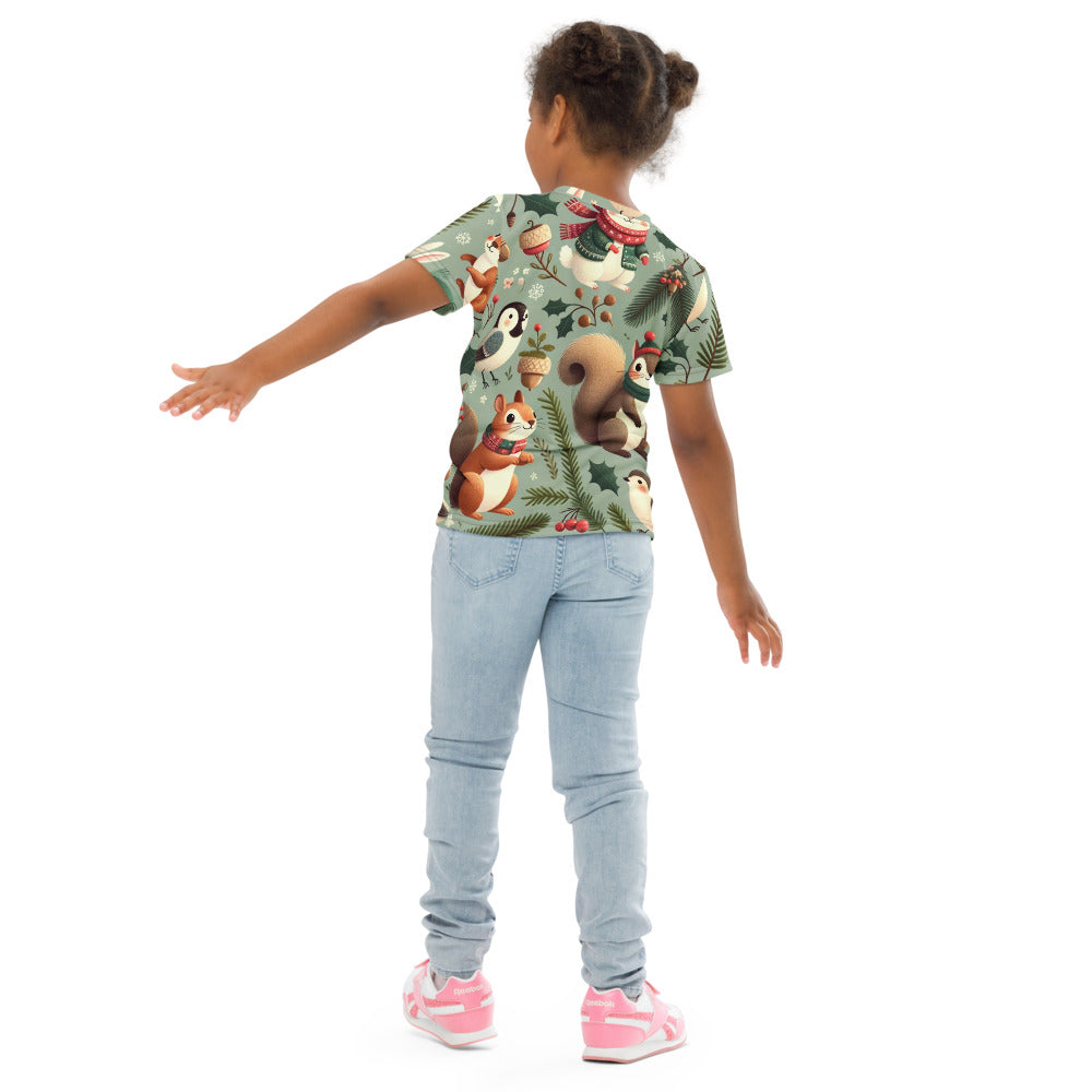 Whimsical Winter Wear Kids Crew Neck T-Shirt