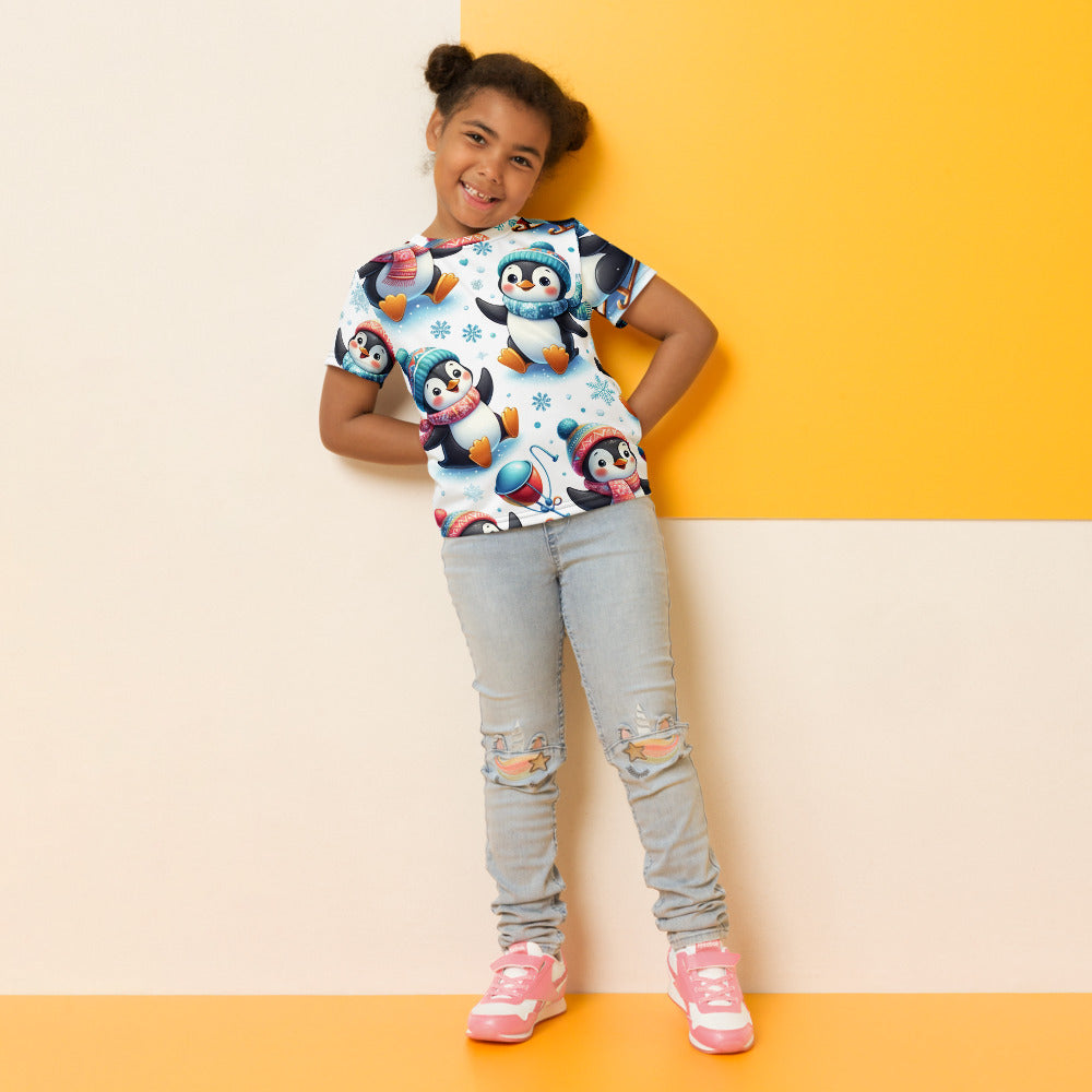 Whimsical Winter Wear Kids Crew Neck T-Shirt
