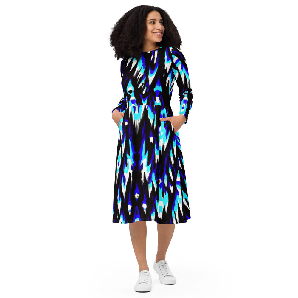Regal Long Sleeve Midi Dress