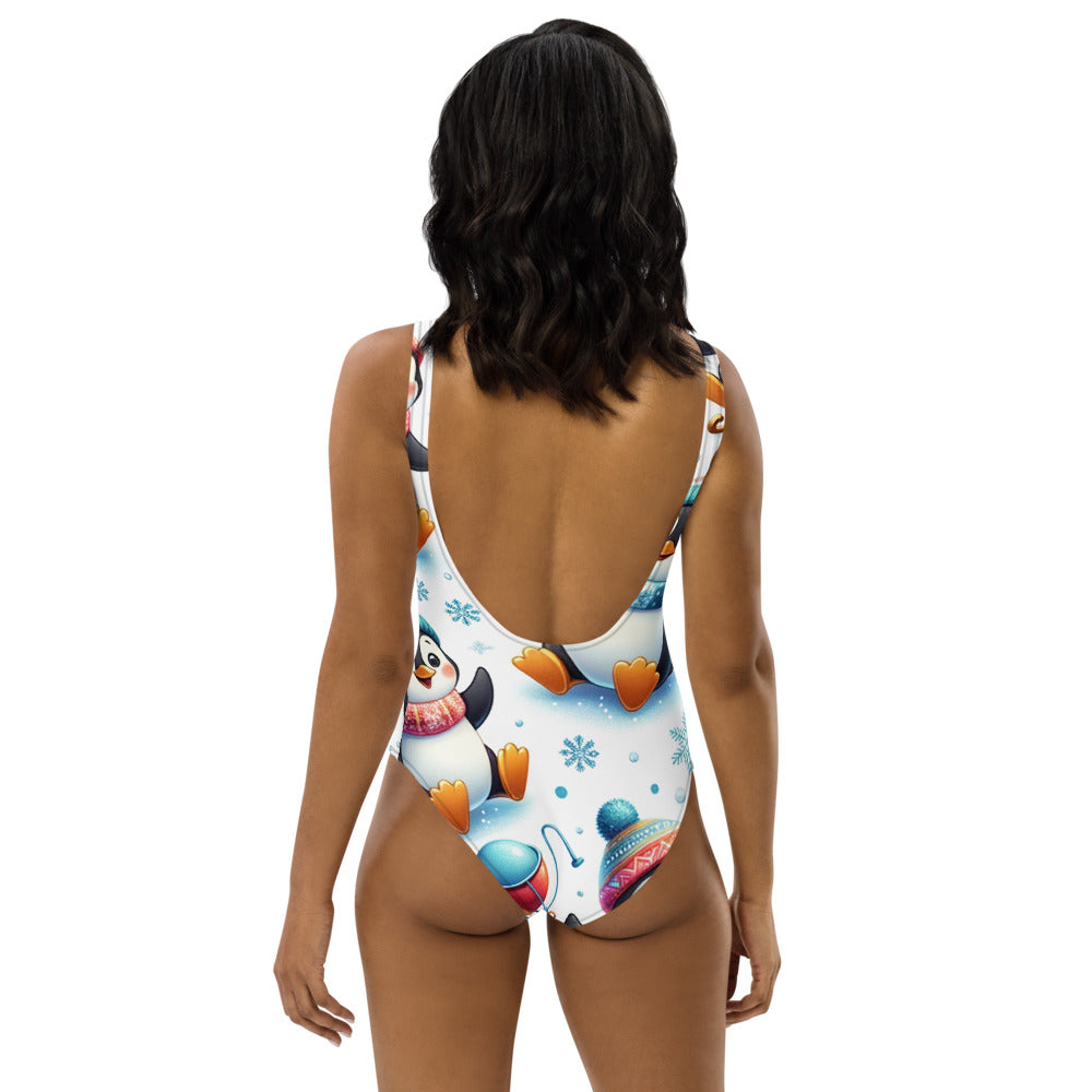 Whimsical Winter Wear One-Piece Swimsuit