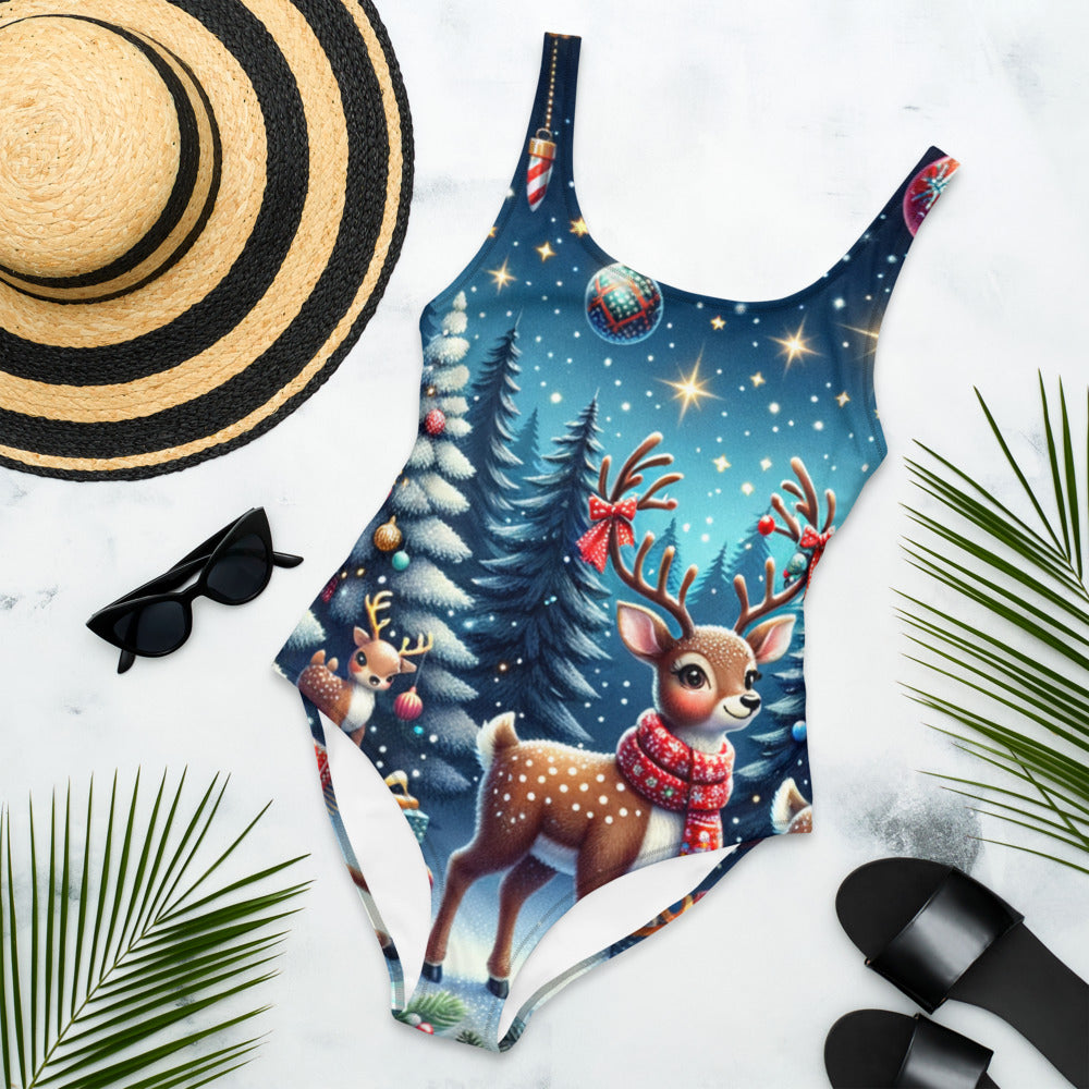 Whimsical Winter Wear One-Piece Swimsuit