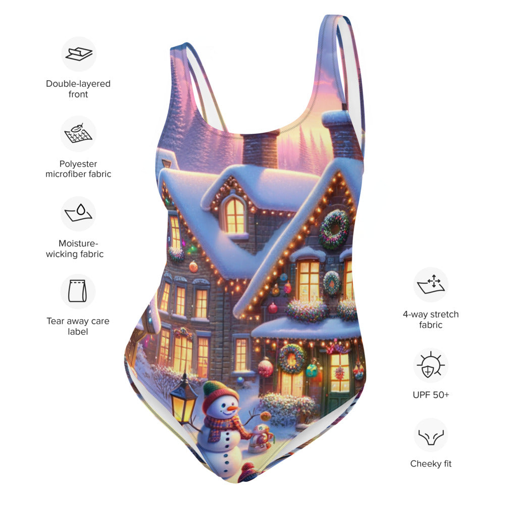 Whimsical Winter Wear One-Piece Swimsuit