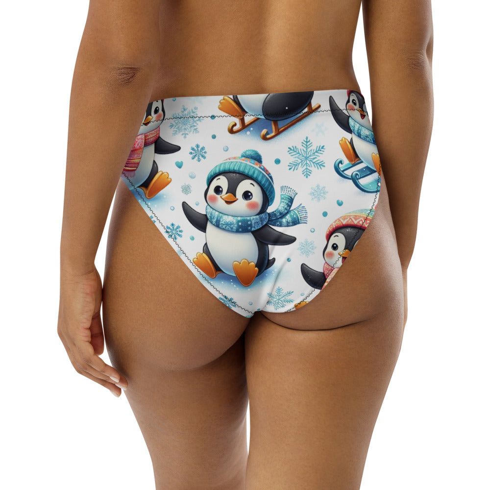 Whimsical Winter Wear High-Waisted Bikini Bottom
