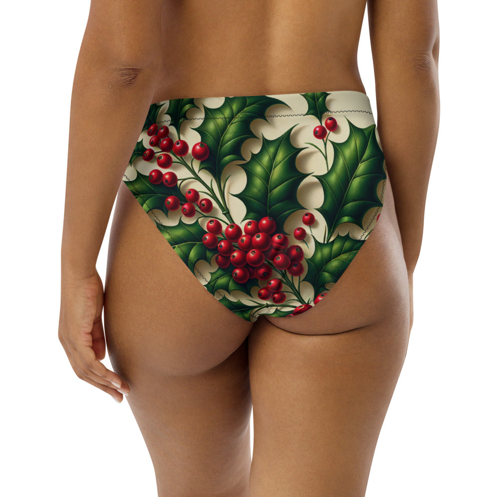Whimsical Winter Wear High-Waisted Bikini Bottom