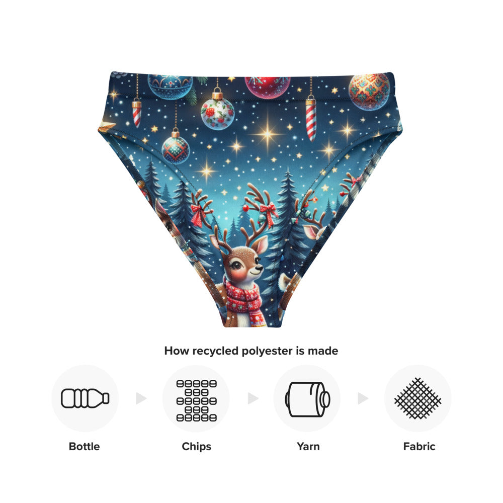 Whimsical Winter Wear High-Waisted Bikini Bottom
