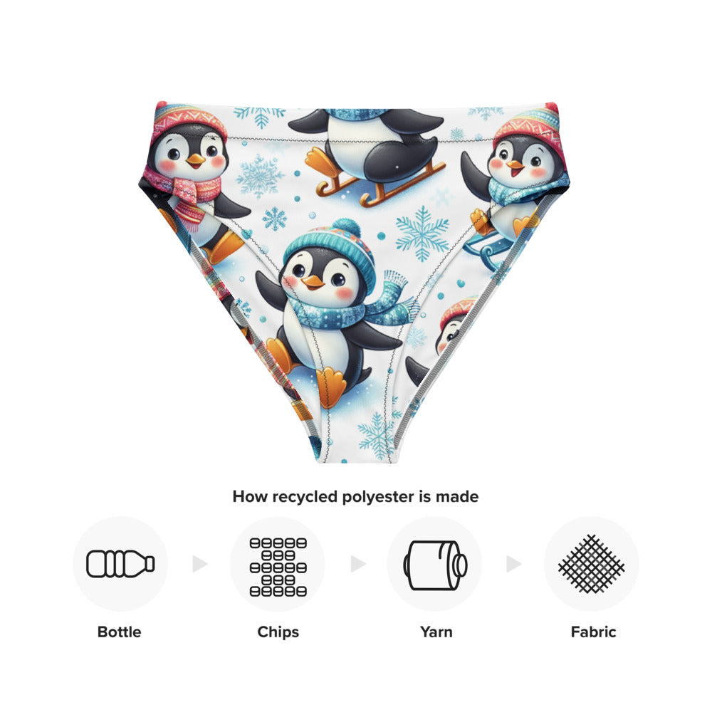 Whimsical Winter Wear High-Waisted Bikini Bottom