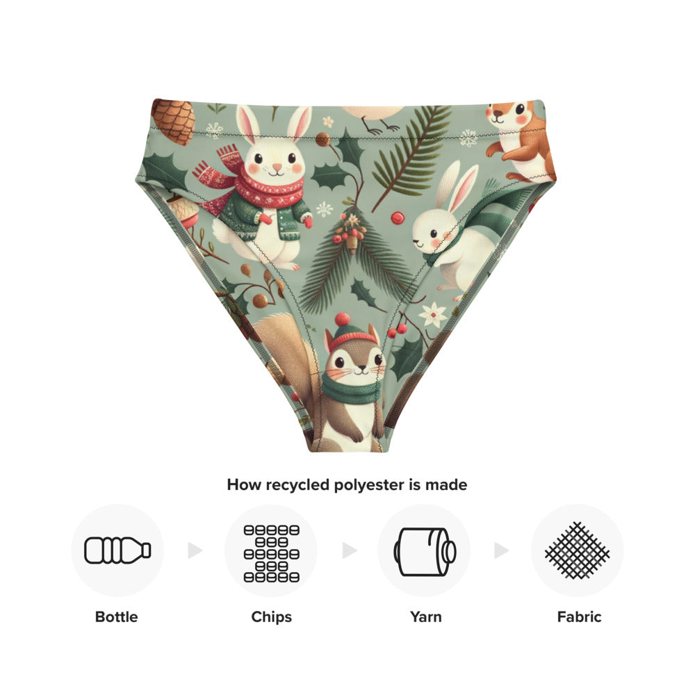 Whimsical Winter Wear High-Waisted Bikini Bottom
