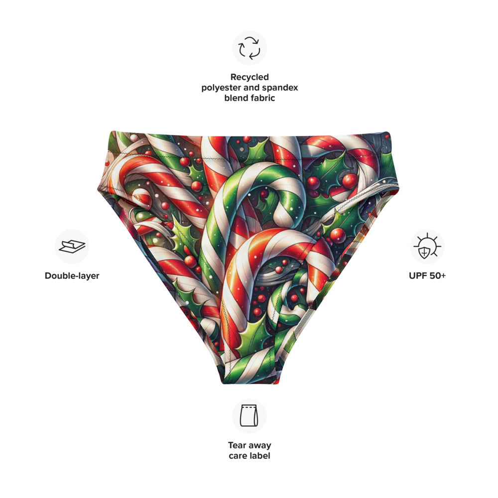 Whimsical Winter Wear High-Waisted Bikini Bottom