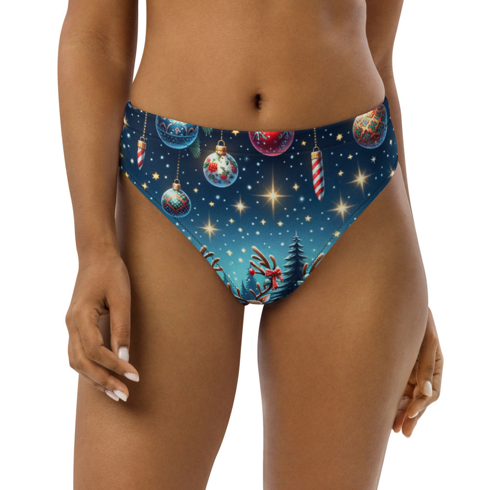 Whimsical Winter Wear High-Waisted Bikini Bottom