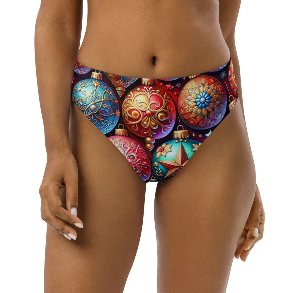 Whimsical Winter Wear High-Waisted Bikini Bottom