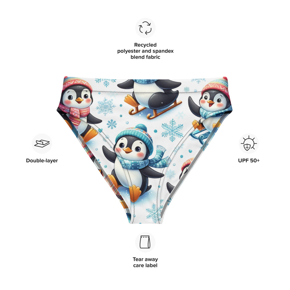 Whimsical Winter Wear High-Waisted Bikini Bottom