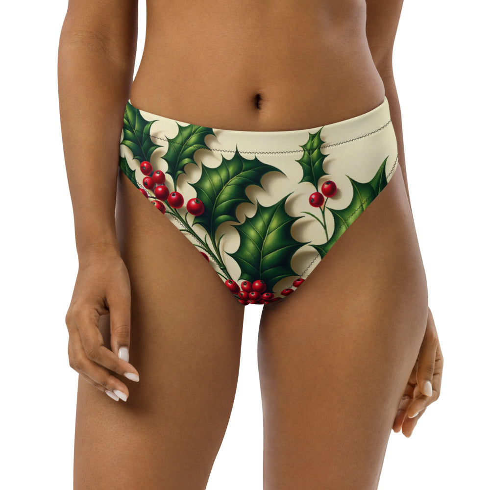 Whimsical Winter Wear High-Waisted Bikini Bottom