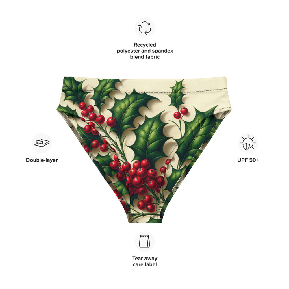 Whimsical Winter Wear High-Waisted Bikini Bottom