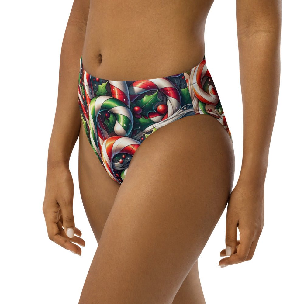 Whimsical Winter Wear High-Waisted Bikini Bottom