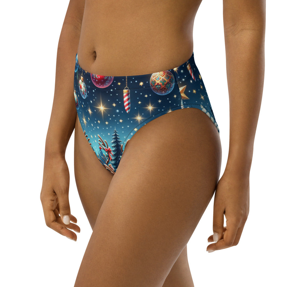 Whimsical Winter Wear High-Waisted Bikini Bottom