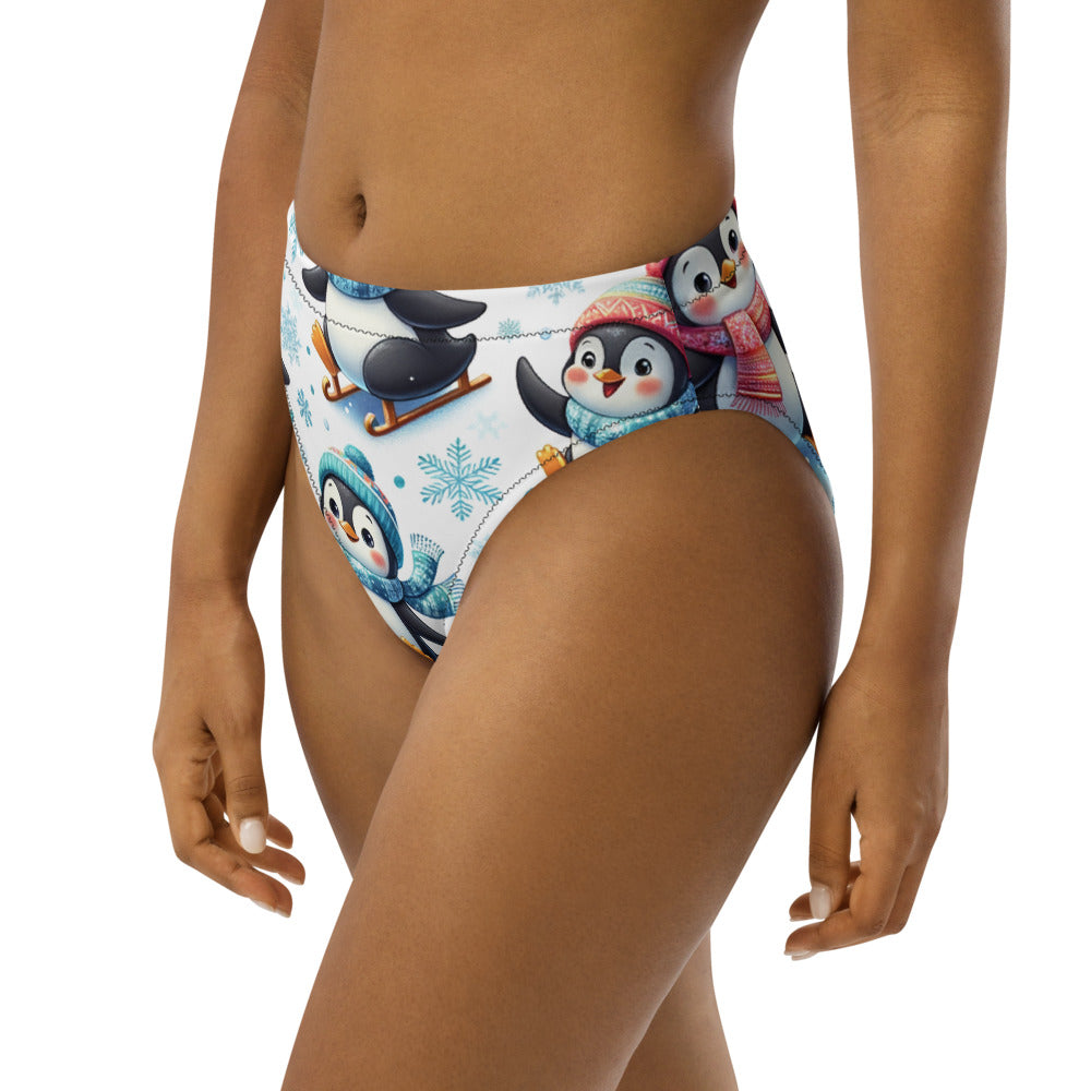 Whimsical Winter Wear High-Waisted Bikini Bottom