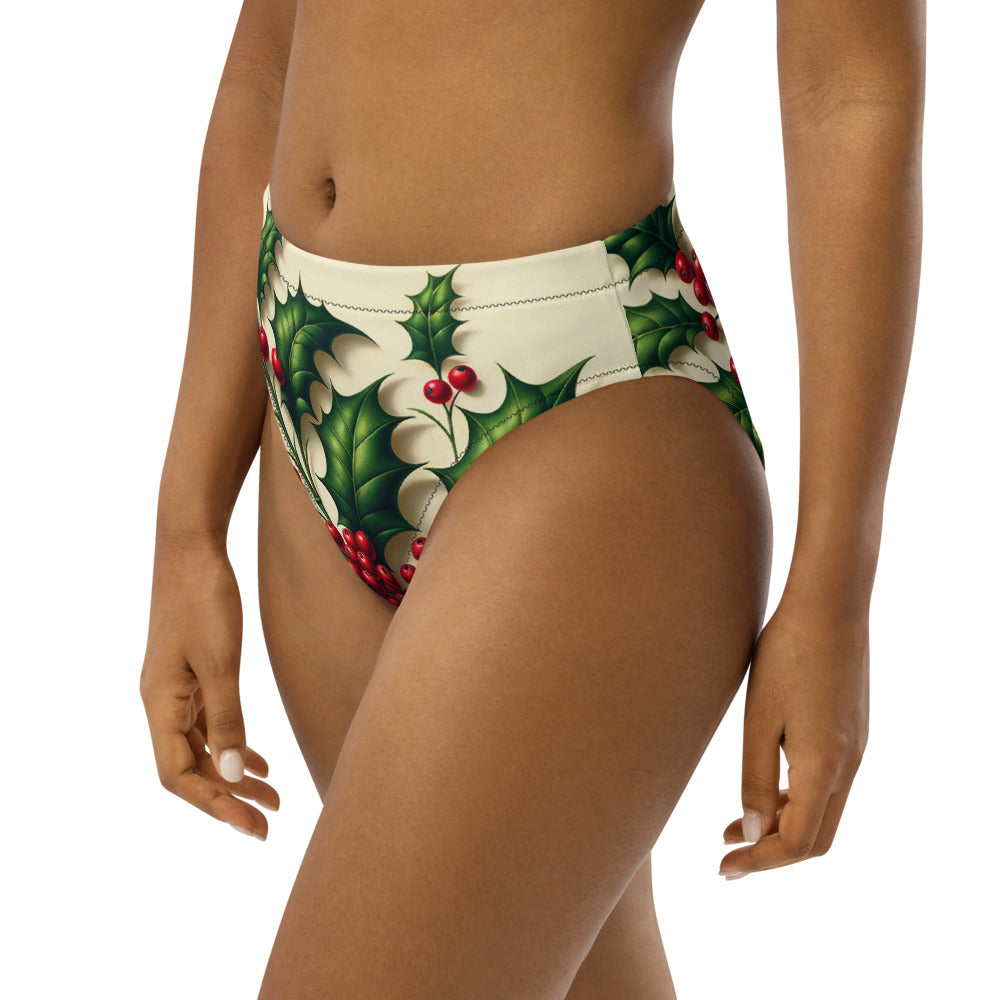Whimsical Winter Wear High-Waisted Bikini Bottom
