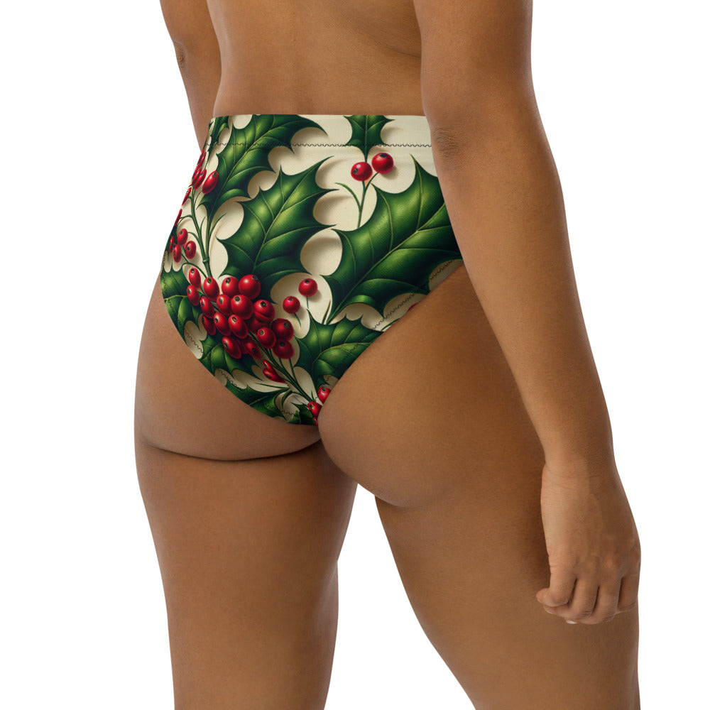 Whimsical Winter Wear High-Waisted Bikini Bottom