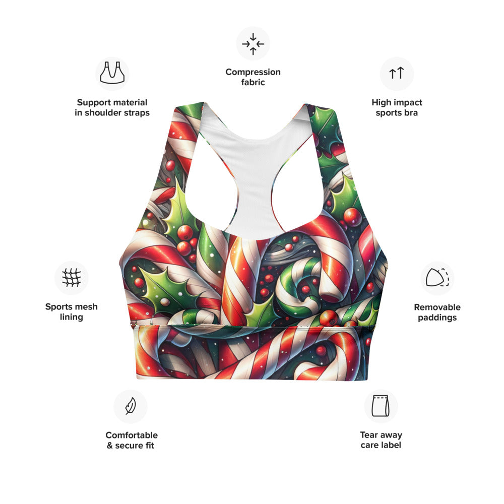Whimsical Winter Wear Longline Sports Bra