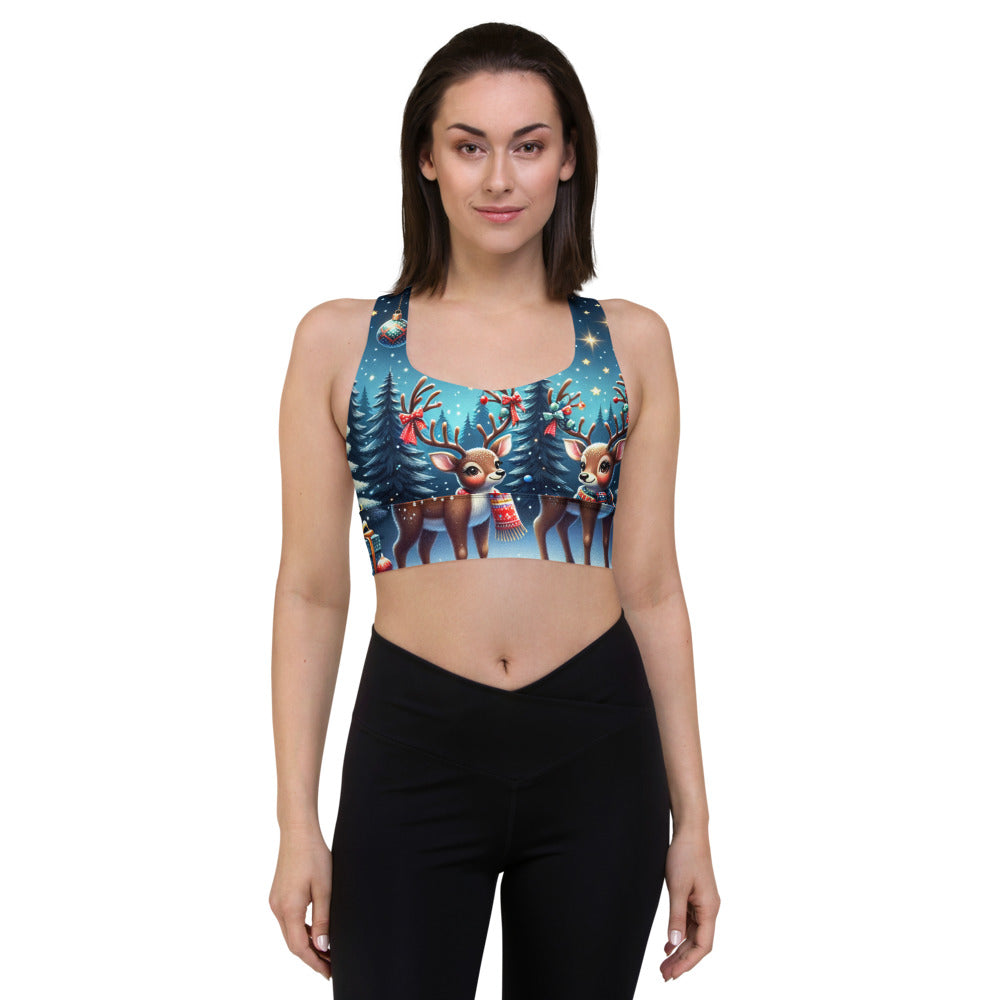 Whimsical Winter Wear Longline Sports Bra