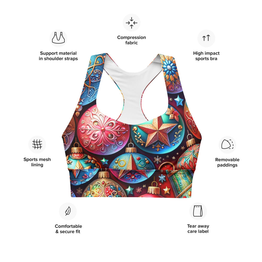 Whimsical Winter Wear Longline Sports Bra