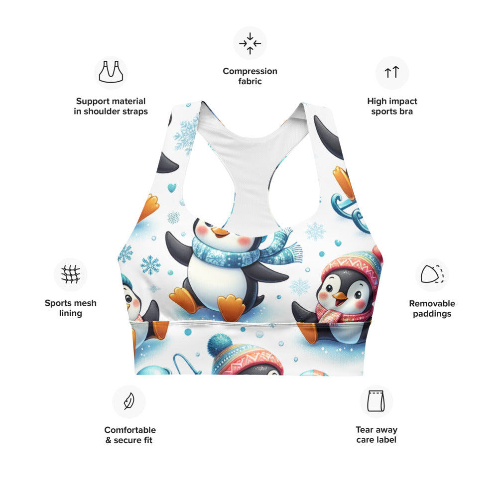 Whimsical Winter Wear Longline Sports Bra