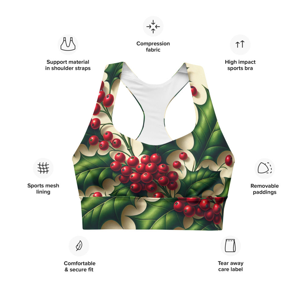 Whimsical Winter Wear Longline Sports Bra
