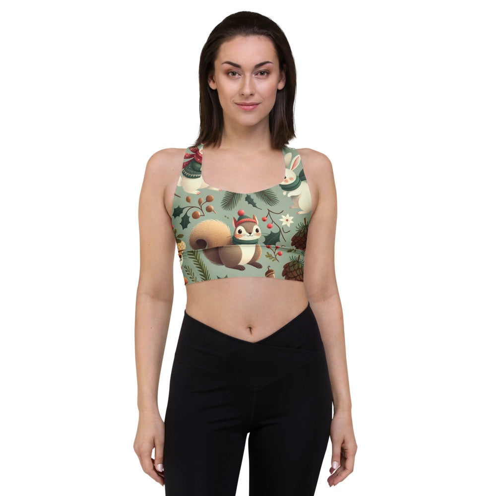 Whimsical Winter Wear Longline Sports Bra