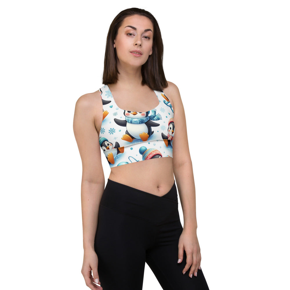 Whimsical Winter Wear Longline Sports Bra