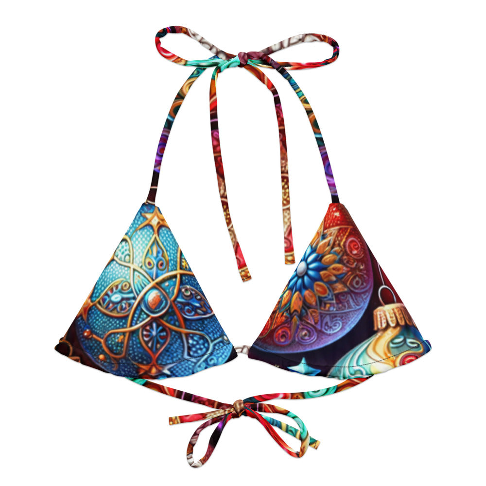 Whimsical Winter Wear Padded String Bikini Top