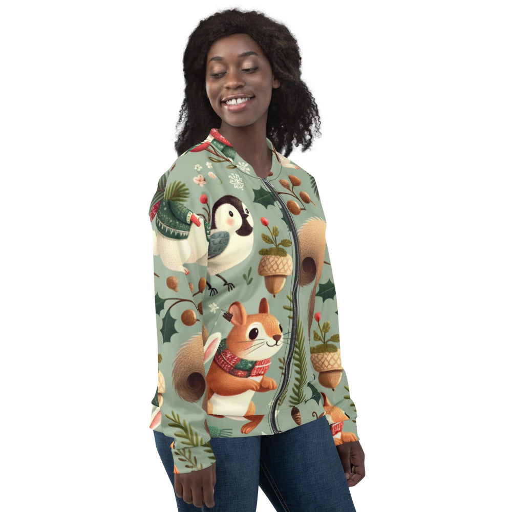 Whimsical Winter Wear Bomber Jacket