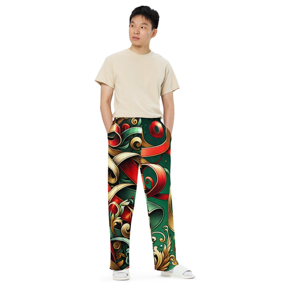 Whimsical Winter Wear Wide-Leg Pants