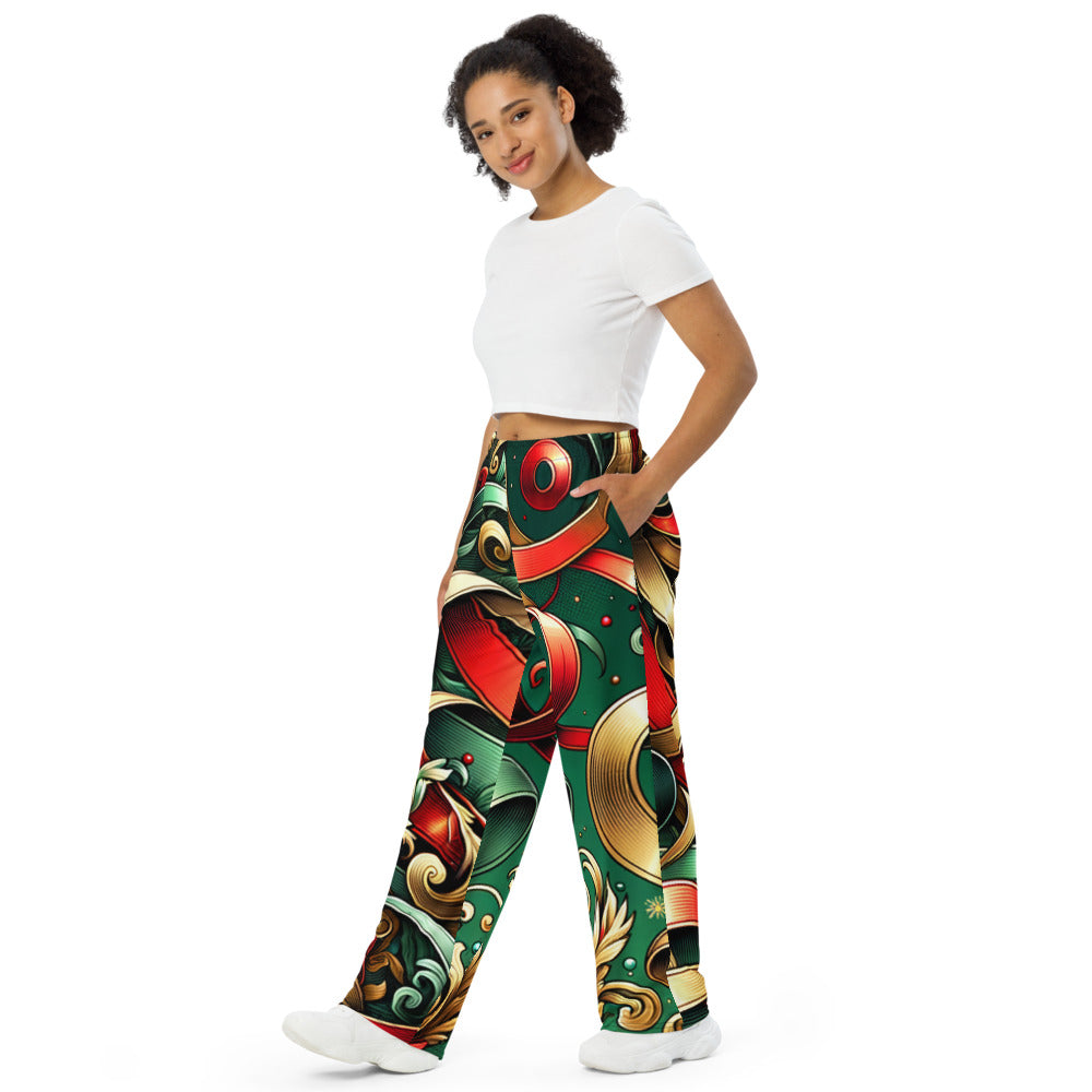 Whimsical Winter Wear Wide-Leg Pants