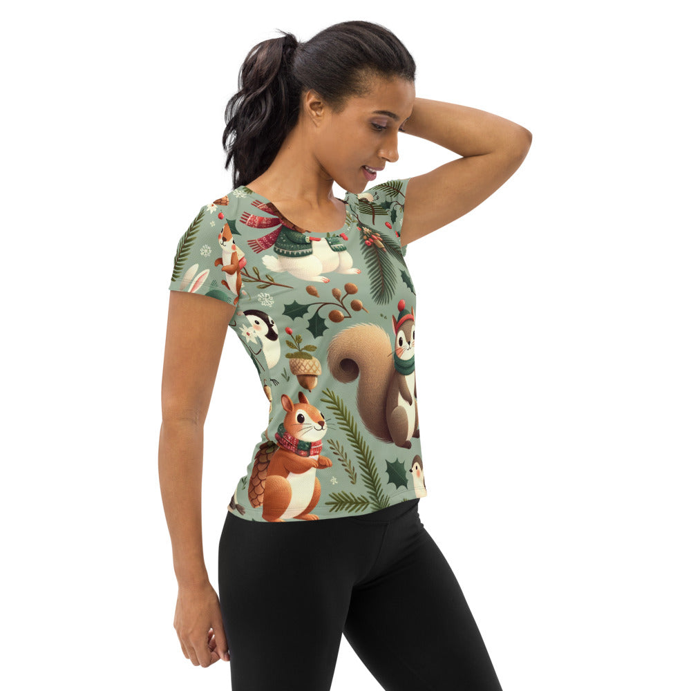 Whimsical Winter Wear Women's Athletic T-Shirt