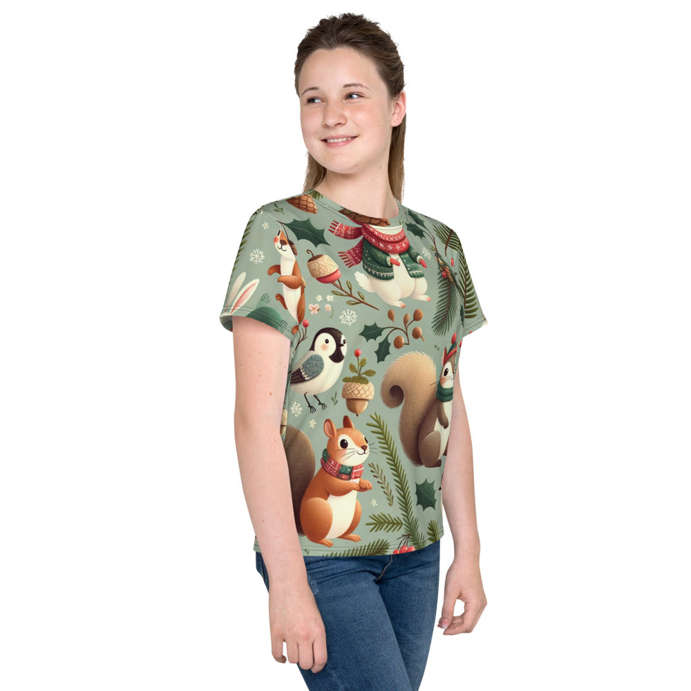 Whimsical Winter Wear Youth Crew Neck T-shirt