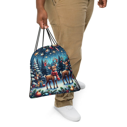 Whimsical Winter Wear Drawstring Bag