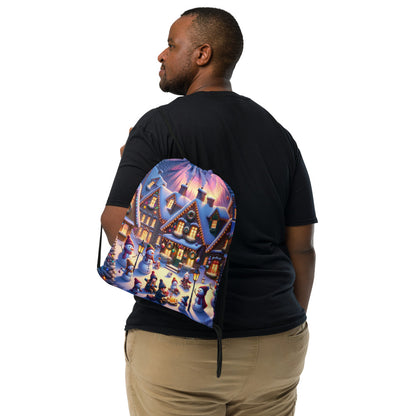 Whimsical Winter Wear Drawstring Bag