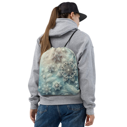Whimsical Winter Wear Drawstring Bag