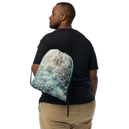 Whimsical Winter Wear Drawstring Bag