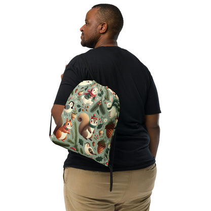 Whimsical Winter Wear Drawstring Bag