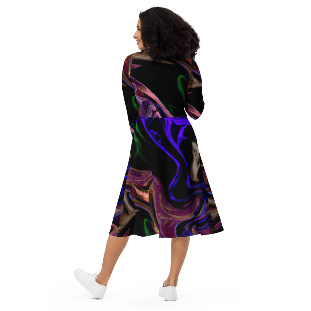 Regal Long Sleeve Midi Dress