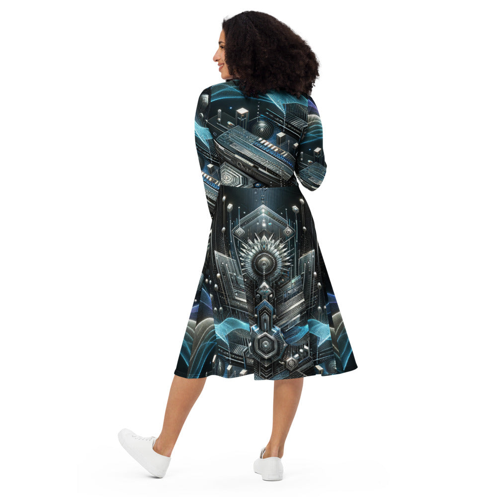 Hallyu Vibe Couture Long Sleeve Midi Dress
