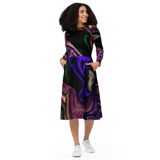 Regal Long Sleeve Midi Dress