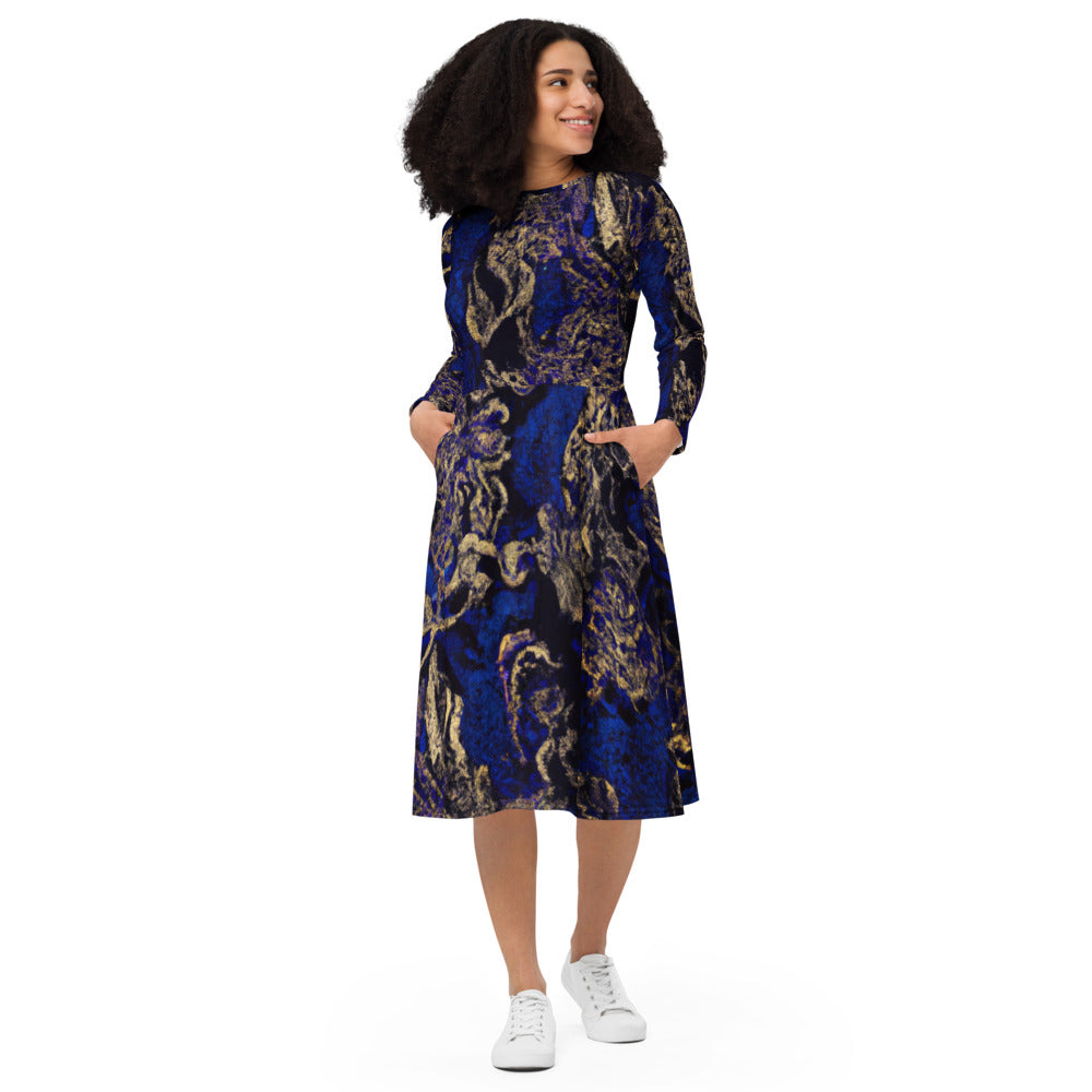Regal Long Sleeve Midi Dress