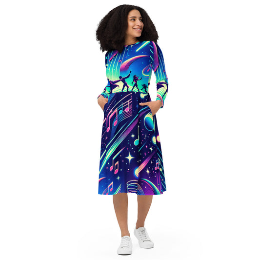 Hallyu Vibe Couture Long Sleeve Midi Dress