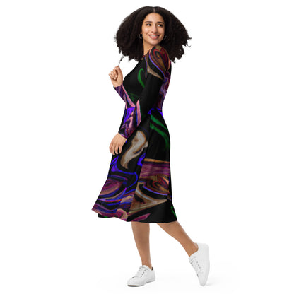 Regal Long Sleeve Midi Dress
