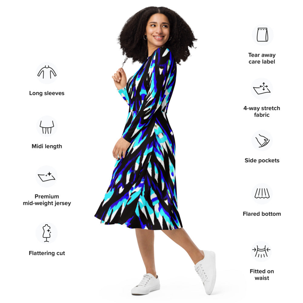 Regal Long Sleeve Midi Dress
