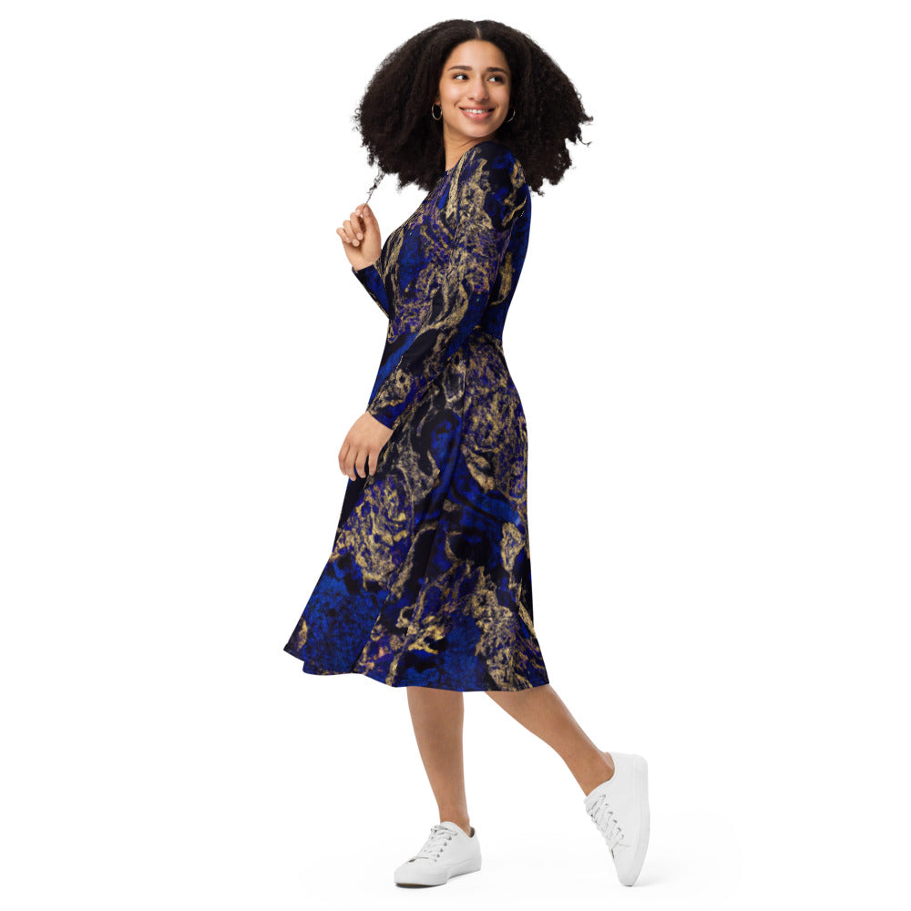 Regal Long Sleeve Midi Dress