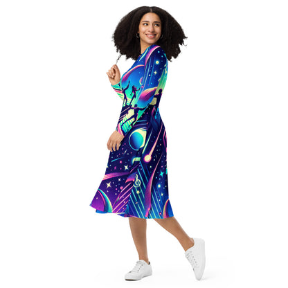 Hallyu Vibe Couture Long Sleeve Midi Dress